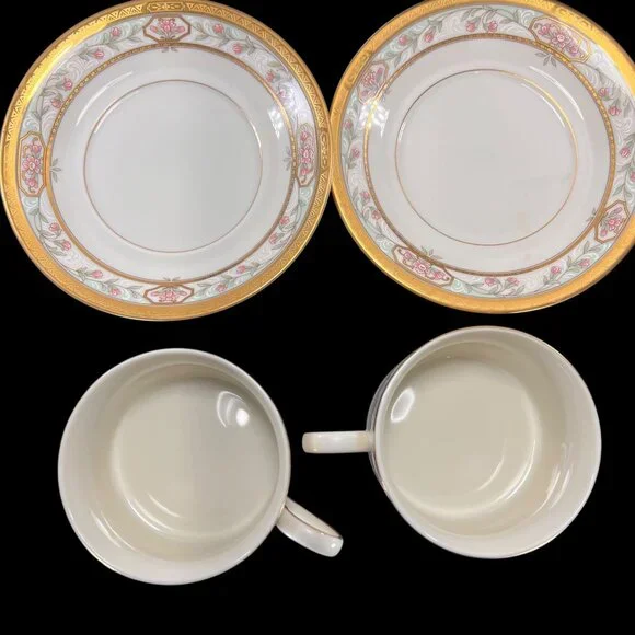 Vtg Mikasa Merrick Cup and Saucer Set Of 2 L5517 Floral Gold Trim Japan - Picture 8 of 12